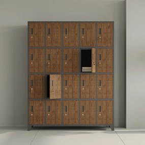 Skriňa s priehradkami s 20 priehradkami ROBERT, 1360 x 1720 x 450 mm, Eco Design: antracit/ orech