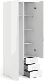 Šatní skříň Sida 77 cm bílý lesk