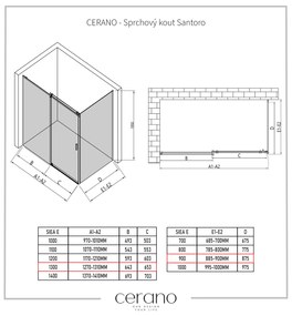Cerano Santoro, sprchovací kút s posuvnými dverami 130(dvere) x 100(stena) x 195 cm, 6mm číre sklo, chrómový profil, CER-CER-425422