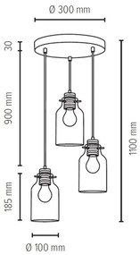 Spot-Light 1760374R - Luster na lanku ALESSANDRO 3xE27/60W/230V