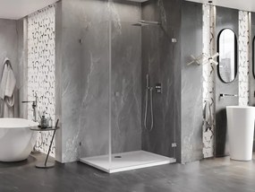 Mexen Lunar-B pravostranný výklopný sprchový kút 95 x 90 cm, číre sklo, brúsená oceľ, 832-095-090-97-00-P