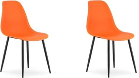 Súprava 2 ks pomarančových stoličiek OSAKA s čiernymi nohami