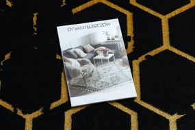 Koberec GLOSS moderný  407C 86 štýlový, glamour, art deco čierno / zlatý