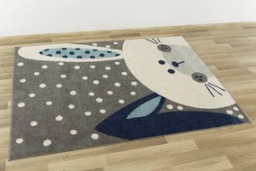 Detský koberec EMILY KIDS 2323A Zajac tyrkysový / tmavý sivý