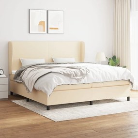 Boxspring posteľ s matracom krémová 200x200 cm látka 3127834