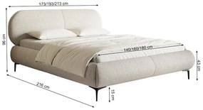 Manželská posteľ 140 cm Octave 140 (s roštom) (s úl. priestorom) (svetlá sivá + zlatá). Vlastná spoľahlivá doprava až k Vám domov. 1100027