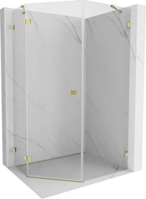 Mexen Lunar, päťuholníkový sprchový kút s ľavým sklonom 80 x 100 cm, 8mm číre sklo, zlatý profil, 831-080L-100P-50-00-L