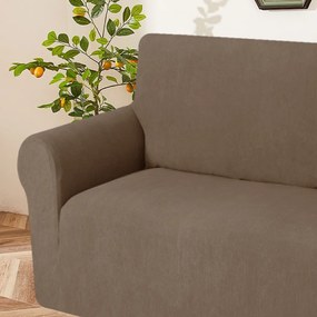 Elastický žakárový poťah na dvojmiestnu pohovku BestBerg / svetlo hnedá