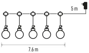 LED Vonkajšia dekoratívna reťaz 20xLED/12,6m IP44 teplá biela