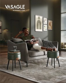 EKHO taburetka, odkladací stolík s úložným priestorom, syntetická koža, zelená