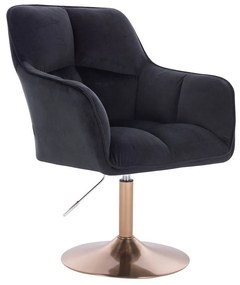 LuxuryForm DESIGN Kreslo AMALFI VELUR na zlatom tanieri - čierne