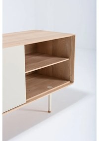 TV stolík z dubového dreva v bielo-prírodnej farbe 180x64 cm Fina – Gazzda