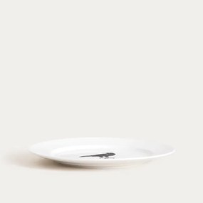 Dezertný tanier BARIK s havranom, biely 750489