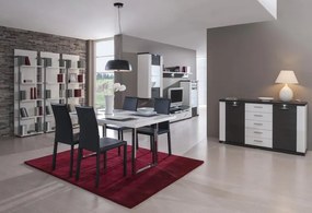 Obývacia stena Caracas kombi 333, grafit/biely lesk, s osvetlením