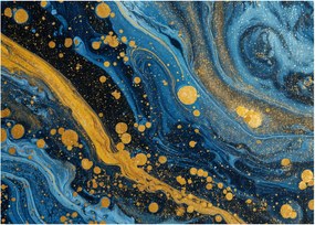 Obraz - Modrá abstrakcia so zlatom (70x50 cm)