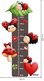 PIPPER. Textilná nálepka na stenu "Detský meter - Lienky"