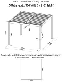 Hliníková bioklimatická pergola s lamelami BestBerg BBP-9G / 3 x 3 m / sivá