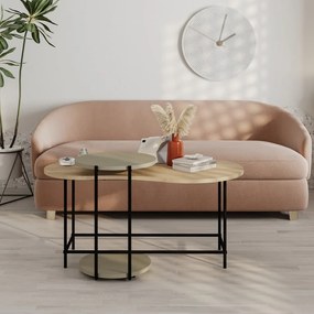 Konferenčné stolíky s doskou v dubovom dekore v súprave 2 ks 65x103 cm Rosie – Marckeric