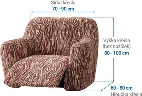 Bielastické poťahy UNIVERSO NOVÉ žíhané hnedé relaxačné kreslo (š. 70 - 90 cm)