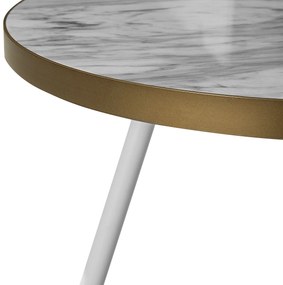 Konferenčný stolík s mramorovým efektom biela/zlatá RAMONA Beliani