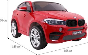 Ramiz Elektrické autíčko BMW X6M XXL pre 2 deti lakované červené SUV + diaľkové ovládanie + ekokoža