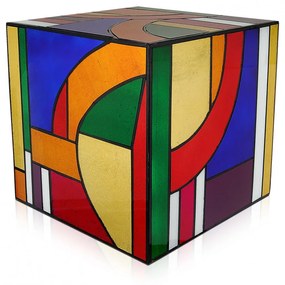 Kandinsky Cube vitrážový konferenčný stolík 50*50*50 cm