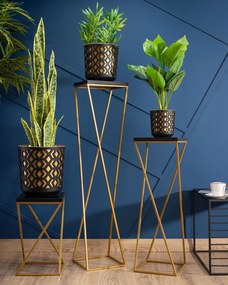 STOJAN NA KVETINÁČ LOFT7 70X24X24 CM ZLATÁ/ČIERNA