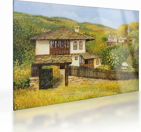 Sklenený obraz - Chalúpky v lete (70x50 cm)