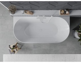 Mexen Oval Slim, voľne stojaca vaňa ku stene, 170 x 80 cm, biela-šedá, biely prepad, 52661708062-20