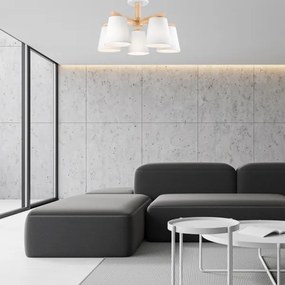 Prisadený luster ELLIE 5xE27/60W/230V biela/buk