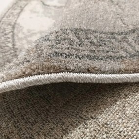 Štýlový sivý okrúhly koberec so vzorom mandaly