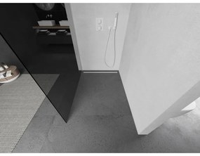 Mexen Kioto, Walk-In sprchová zástena 90 x 200 cm, grafit 8 mm, biely profil, 800-090-101-20-40