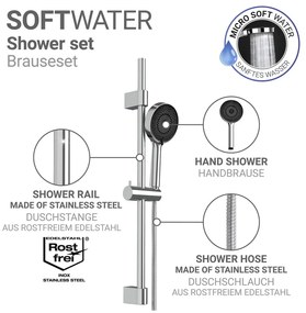Sprchová súprava z nehrdzavejúcej ocele v striebornej farbe s ručnou sprchou/posuvný držiak 70 cm Softwater – Wenko
