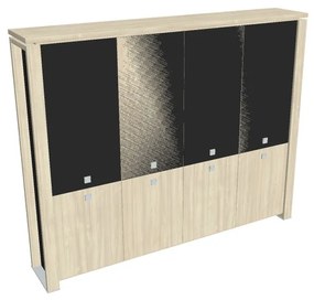 Vysoká skriňa Verno+ S 260 x 46 x 210 cm, kombinované dvere, agát / čierna