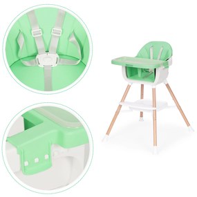 EcoToys Detská jedálenská stolička 2v1, zelená ECOTOYS
