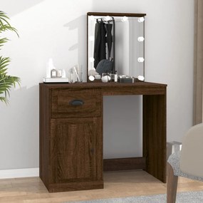 Toaletný stolík s LED hnedý dub 90x50x132,5 cm kompozitné drevo 816775