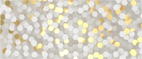 Obraz - Zlato-biele hexagóny (120x50 cm)