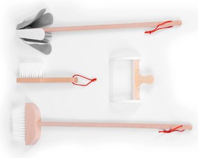 Detský drevený vozík na upratovanie, béžový, ECOTOYS