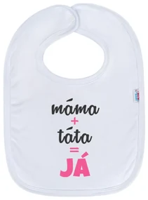 Detský podbradník New Baby máma+táta=JÁ ružový