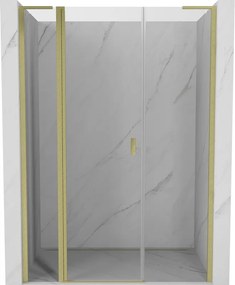 Mexen Mist L, výklopné sprchové dvere 150 cm, číre sklo, zlatá matná, 8A4L-150-001-55-00