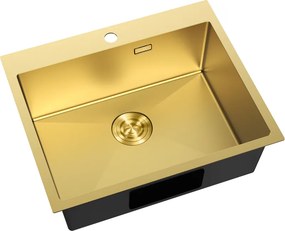 Mexen Solix, 1-komorový nerezový drez 600 x 500 mm, brúsená zlatá, 6408601000-55