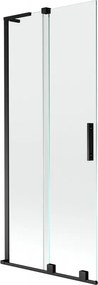Mexen Velar L, 2-krídlová posuvná vaňová zástena 80 x 150 cm, 8mm číre sklo, čierna matná, 896-080-003-01-70