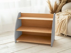 Woodisio Detská polica na hračky BONNI buk Farba: Transparentný lak - šedá