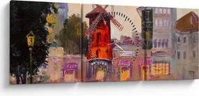 Obraz - Moulin rouge, Paríž, Francúzsko (s hodinami) (90x30 cm)