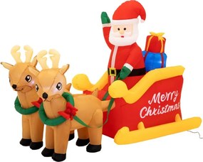 Nafukovací Santa Claus na saniach so sobmi 212 cm