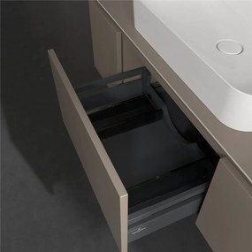 VILLEROY &amp; BOCH Legato závesná skrinka pod umývadlo na dosku (umývadlo v strede), 3 zásuvky, 1200 x 500 x 380 mm, Truffle Grey, B75700VG