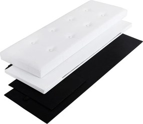 Taburetka 120 L, lavica s úložným priestorom, nosnosť 300 kg, syntetická koža, biela