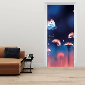 Fototapeta na dvere - Púpavy s modrým motýľom (95x205cm)