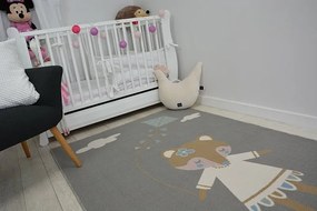 styldomova Detský sivý koberec protišmykový LOKO myška
