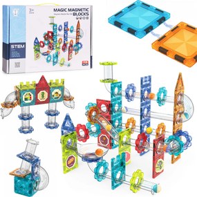 MULTISTORE Magnetické kocky 113 dielov s LED guličkovou dráhou – 3D stavebnica pre deti 3+